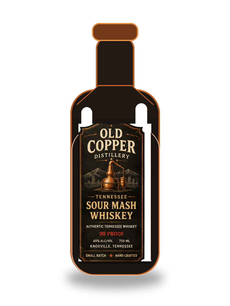 Old Copper Tennessee Sour Mash Whiskey bottle concept